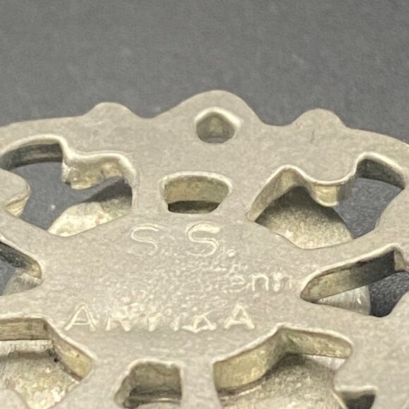 Vintage Black Onyx Cabochon Silver Plated Bracelet Signed Armuna Mexico Artisan - Picture 9 of 10